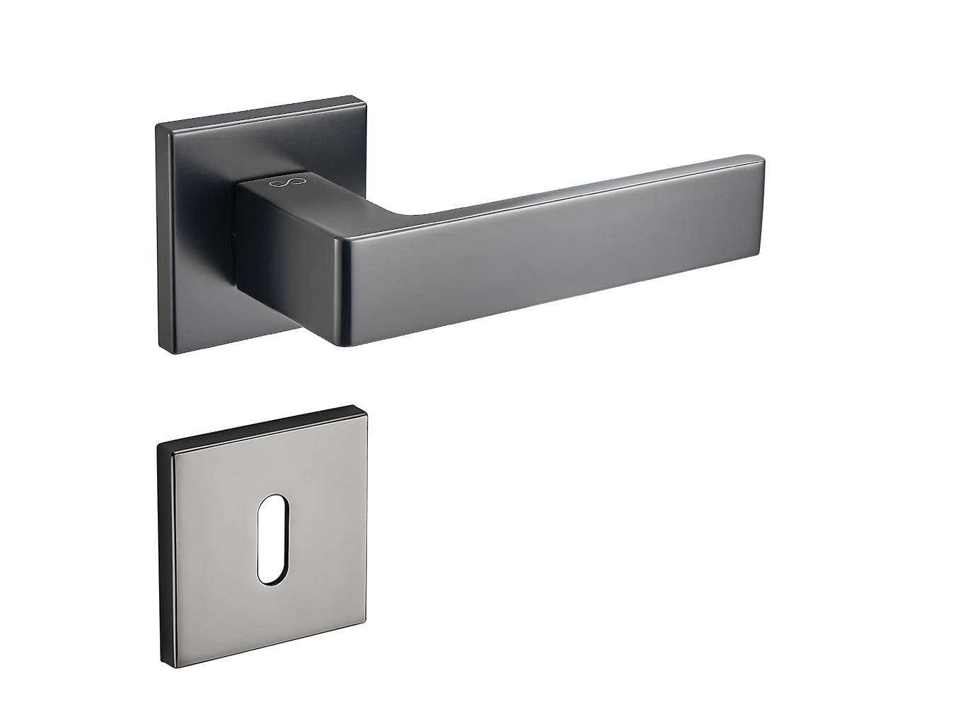 Klamka Apollo FIT KAF BN00 szyld kwadratowy GUN-METAL Infinity Line z rozetą na klucz