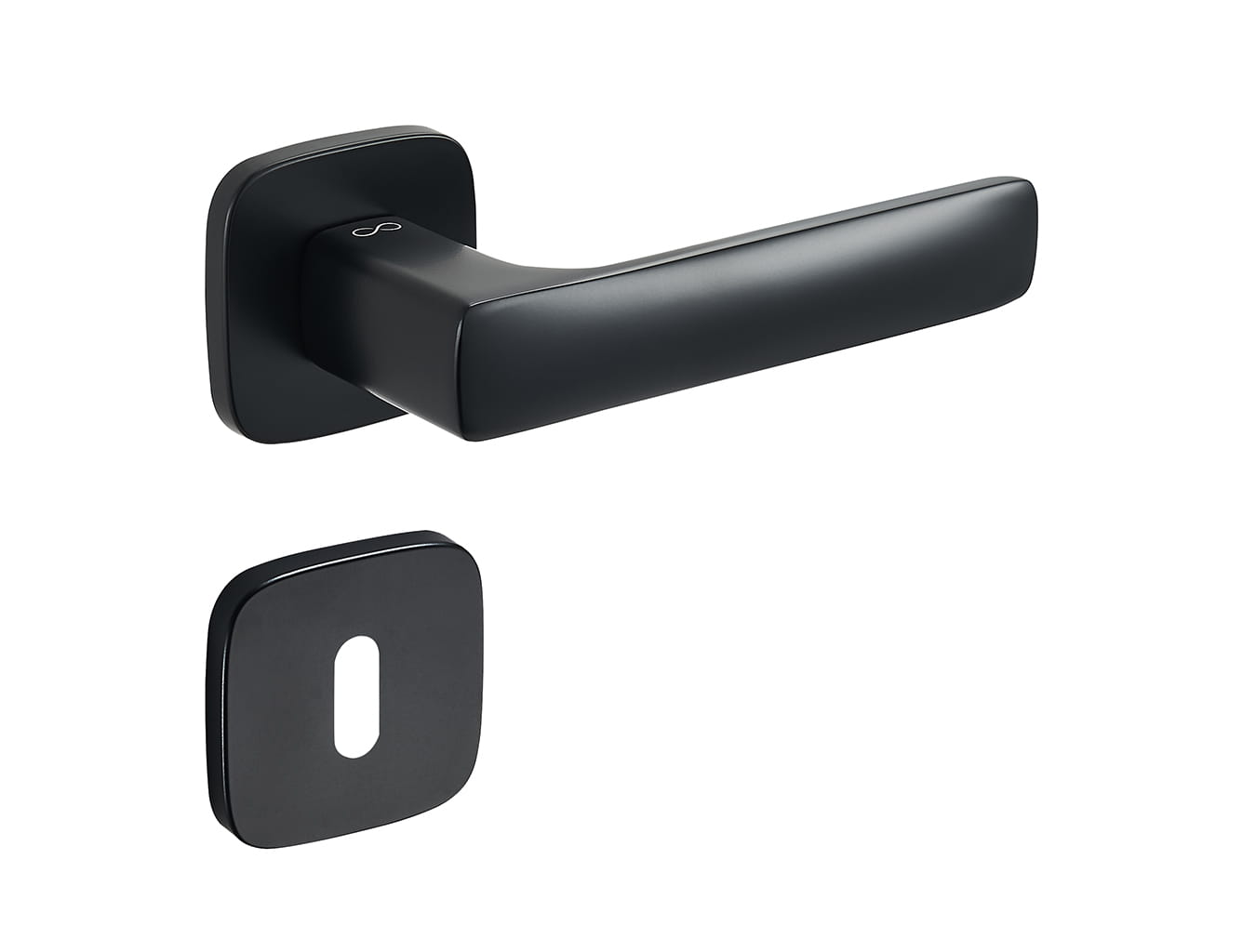 Klamka Asti KSI QO B00 rozeta kwadratowa owalna czarna Infinity Line z rozetą na klucz